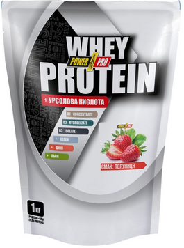 Power Pro, Whey Protein + урсоловая кислота, клубника со сливками, 1000 г (PWP-00549), фото