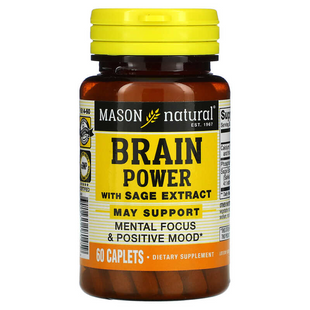 Шалфея экстракт, сила мозга, Brain power with sage extract, Mason Natural, 60 капсул (MAV-18145), фото