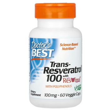 Doctor's Best, транс-ресвератрол 100 з ResVinol, 100 мг, 60 вегетаріанських капсул (DRB-00171), фото