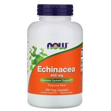 Now Foods, эхинацея, 400 мг, 250 вегетарианских капсул (NOW-04662), фото