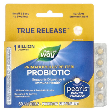 Nature's Way, Primadophilus® Reuteri, пробиотик, 1 млрд КОЕ, 60 капсул (NWY-15770), фото