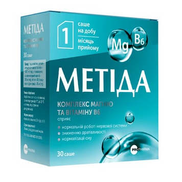 Метида, Магний цитрат + B6, без вкуса, 30 саше по 2 г (PFP-13151), фото