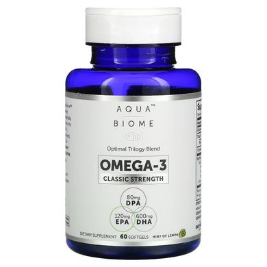 Enzymedica, Aqua Biome, рыбий жир, Classic Strength, лимонный вкус, 600 мг, 60 мягких таблеток (ENZ-10010), фото
