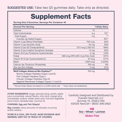 Жіночі мультивітаміни з колагеном NeoCell Women&rsquo;s Multivitamin Multi Collagen Advanced Bio-Peptides | ягоди - 80 жувальних мармеладок, фото