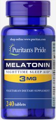 Puritan's Pride, мелатонін, 3 мг, 240 таблеток (PTP-17904), фото