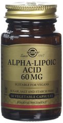 Solgar, Альфа-ліпоєва кислота, 60 мг, 30 вегетаріанських капсул (SOL-00055), фото