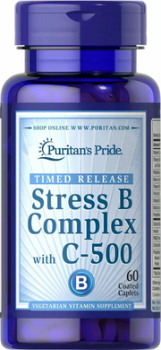 Комплекс В - стрес з вітаміном С, Stress Vitamin B-Complex, Puritan's Pride, 60 капсул (PTP-10332), фото