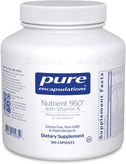 Мультивитамины/минералы с витамином К, Nutrient 950 with Vitamin K, Pure Encapsulations, 180 капсул (PE-01035), фото