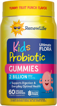 Детский пробиотик 2 млрд КОЕ Renew Life Ultimate Flora Kids Probiotic Gummies | фруктовый пунш - 60 жевательных мармеладок, фото