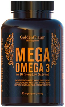 Омега-3 Golden Pharm Мега-Омега-3 - 90 капсул, фото