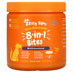 Zesty Paws, многофункциональные таблетки для собак с полезными микроэлементами, 8 в 1, для любого возраста, арахисовое масло, 90 мягких жевательных таблеток (ZTP-00792), фото