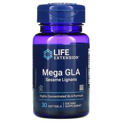 Life Extension, Mega GLA, добавка з ГЛК і кунжутним лігнанов, 30 м'яких таблеток (LEX-22183), фото