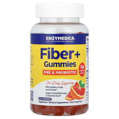 Enzymedica, Fiber+, жувальні таблетки з пребіотиками та пробіотиками, зі смаком червоного апельсина, 90 жувальних таблеток (ENZ-10137), фото