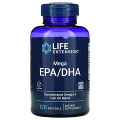 Life Extension, Mega EPA/DHA, 600 мг, 120 капсул (LEX-19371), фото