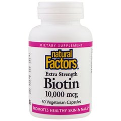 Біотин, Biotin, Natural Factors, 10000 мкг, 60 капсул (NFS-01263), фото