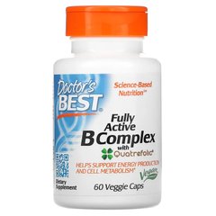 Doctor's Best, комплекс активных витаминов B с Quatrefolic, 60 вегетарианских капсул (DRB-00501), фото