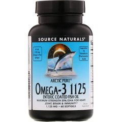 Source Naturals, Арктический чистый рыбий жир с Омега-3 1125, покрытый кишечнорастворимой оболочкой, 1,125 мг, 60 гелевых капсул (SNS-02488), фото