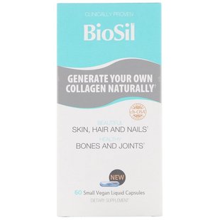 BioSil by Natural Factors, Покращене джерело колагену, 60 невеликих вегетаріанських капсул, заповнених рідиною (NFB-39187), фото