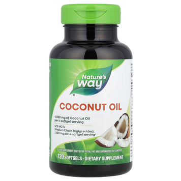 Кокосова олія 1000 мг Nature's Way Coconut Oil - 120 м&rsquo;яких капсул, фото