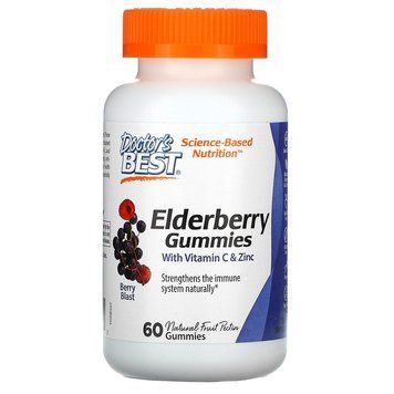 Бузина, вит. C и цинк Doctor's Best Elderberry Gummies - 60 жевательных конфет, фото