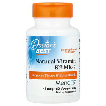 Doctor's Best, натуральний вітамін K2 MK-7 з MenaQ7, 45 мкг, 60 вегетаріанських капсул (DRB-00198), фото