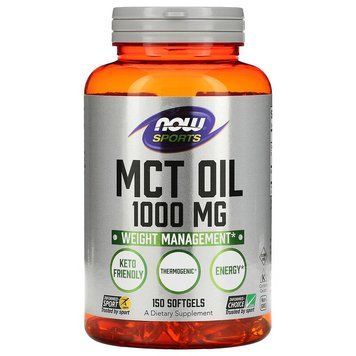 Now Foods, Питание для физической активности, Масло МСТ, 1000 мг, 150 гелевых капсул (NOW-02196), фото
