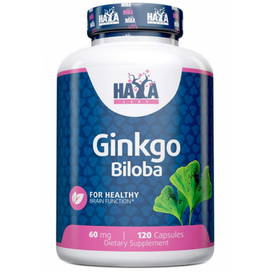 Haya Labs, Ginkgo Biloba, 60 мг, 120 капсул (818785), фото