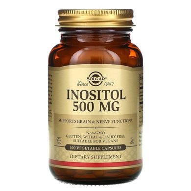 Solgar, Інозитол, 500 мг, 100 рослинних капсул (SOL-01450), фото