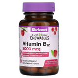 Bluebonnet Nutrition, EarthSweet, вітамін B12, натуральний смак малини, 2000 мкг, 90 жувальних таблеток (BLB-00436), фото