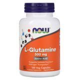 L-глутамін 500 мг NOW Foods L-Glutamine - 120 рослинних капсул, фото