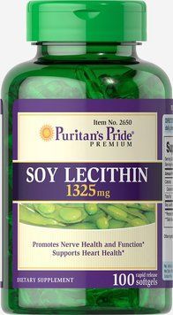 Лецитин из сои, Soy Lecithin, Puritan's Pride, 1325 мг, 100 гелевых капсул (PTP-12650), фото