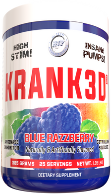 Hi-Tech Pharmaceuticals, Krank3d, голубая малина, 25 порций, 385 г (HIT-02693), фото