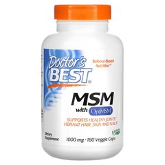 Doctor's Best, МСМ з OptiMSM, 1000 мг, 180 рослинних капсул (DRB-00331), фото