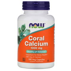 Now Foods, кальцій з коралів, 1000 мг, 100 рослинних капсул (NOW-01273), фото