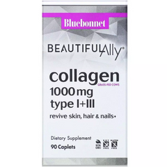 Колаген 1000 мг, Beautiful Ally, Collagen Type I + III, Bluebonnet Nutrition, 90 капсул (BLB-01516), фото