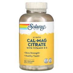 Кальцій і магній + вітамін Д, Cal-Mag Citrate 2: 1, Solaray, 360 капсул (SOR-13175), фото