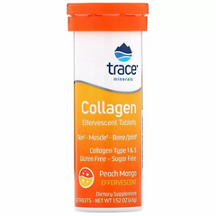 Коллаген, Collagen Effervescent, Trace Minerals Research, вкус персика и манго, 10 шипучих таблеток (TMR-00469), фото
