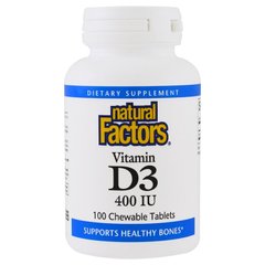 Витамин D3 для детей (клубника), Vitamin D3 for Kids, Natural Factors, 100 таблеток (NFS-01059), фото
