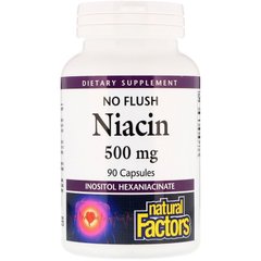 Витамин В3 (ниацин), Natural Factors, 500 мг, 90 капсул (NFS-01223), фото