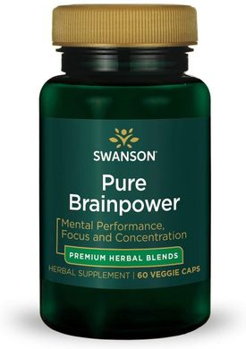Поліпшення пам'яті і роботи мозку, Ultra Pure Brainpower, Swanson, 60 вегетаріанських капсул (SWV-21051), фото