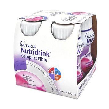 Nutridrink Compact Fibre энтеральное питание с пищевыми волокнами со вкусом клубники - 4 х 125 мл, фото