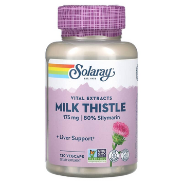 Solaray, Vital Extracts, расторопша, 120 растительных капсул (SOR-03701), фото