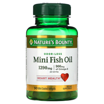Nature's Bounty, рибний жир у міні-капсулах, без запаху, 1290 мг, 90 міні-капсул, покритих оболонкою (NRT-18678), фото