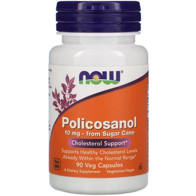Now Foods, Полікозанол, 10 мг, 90 рослинних капсул (NOW-01823), фото