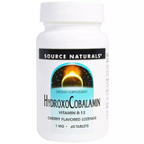 Source Naturals, HydroxoCobalamin, вітамін B12, гідроксокобаламін, 1 мг, вишня, 60 таблеток (SNS-02654), фото