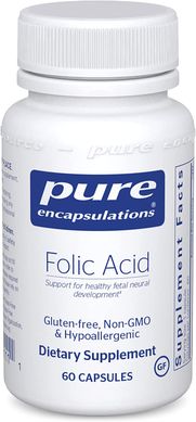 Pure Encapsulations, Фолієва кислота, Folic Acid, 60 капсул (PE-00111), фото