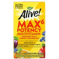 Nature's Way, Alive! Max6 Potency, мультивитамины, 90 капсул (NWY-15090), фото