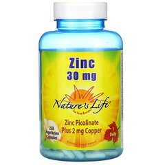 Nature's Life, Цинк, 30 мг, 250 растительных капсул (NLI-00436), фото