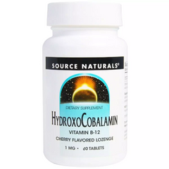 Source Naturals, Hydroxocobalamin, Витамин B12, 1 мг, гидроксокобаламин, вкус вишни, 60 таблеток (SNS-02654), фото