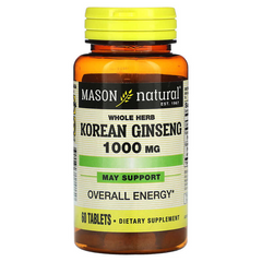 Mason Natural, Женьшень Корейский, 1000 мг, 60 таблеток (MAV-11415), фото